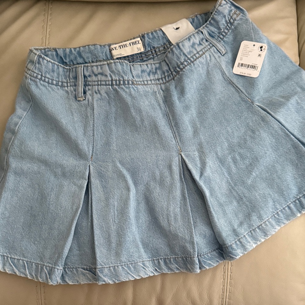 FREE PEOPLE We The Free Sky Blue Denim Skirt
